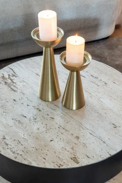 Ronde Salontafel Avalon Travertin - 2 Laags - Loft24.nl