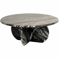 Ronde Salontafel Bancroft Marmer Ø90 cm -Zwart - Loft24.nl