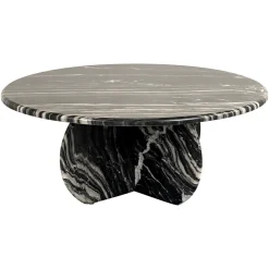 Ronde Salontafel Bancroft Marmer Ø90 cm -Zwart - Loft24.nl