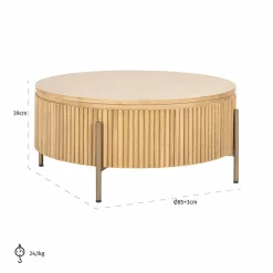 Ronde Salontafel Belfort Eiken Ø85 cm - Naturel - Loft24.nl