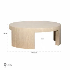 Ronde Salontafel Biltmore Travertin Ø100 cm - Beige - Loft24.nl