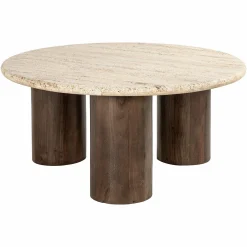 Ronde Salontafel Douglas Travertin - Ø90 cm - Loft24.nl