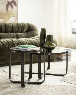 Ronde Salontafel Groovy Glas 63cm - Bruin - Loft24.nl