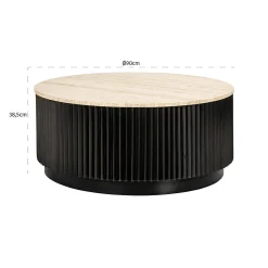 Ronde Salontafel Hampton Travertin - Ø90 cm - Loft24.nl