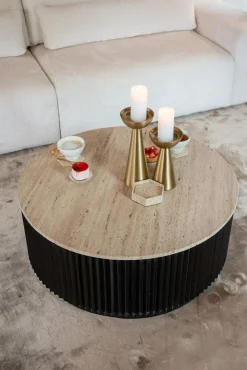 Ronde Salontafel Hampton Travertin - Ø90 cm - Loft24.nl