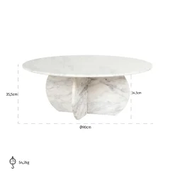 Ronde Salontafel Holmes Marmer Ø90 cm - Wit - Loft24.nl