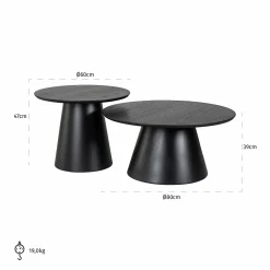 Ronde Salontafel Jazz Set van 2 stuks - Zwart - Loft24.nl