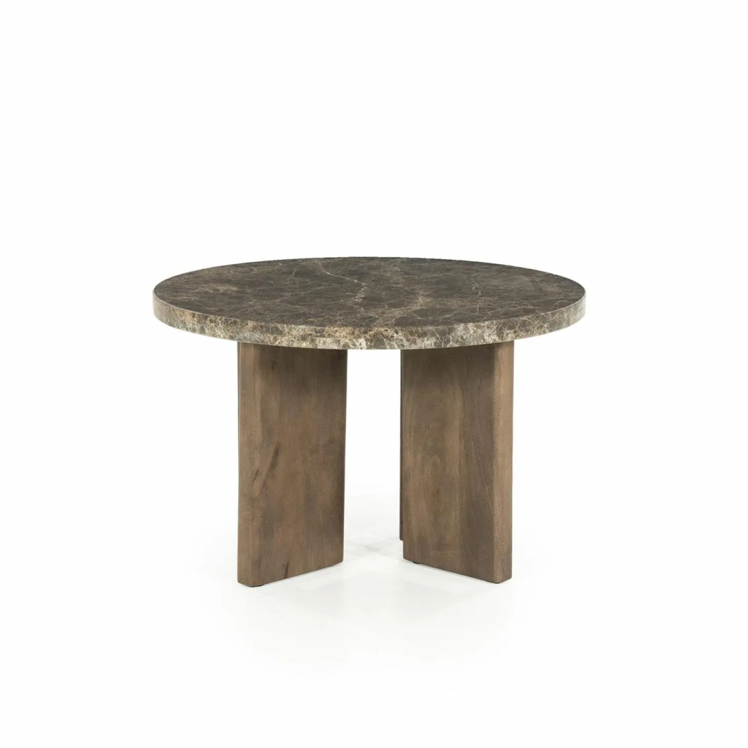 Ronde Salontafel Lando Marmer en mangohout - 60 cm - Loft24.nl