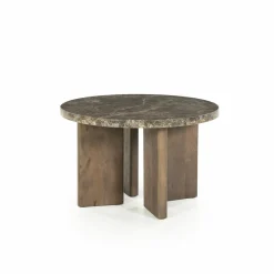 Ronde Salontafel Lando Marmer en mangohout - 60 cm - Loft24.nl