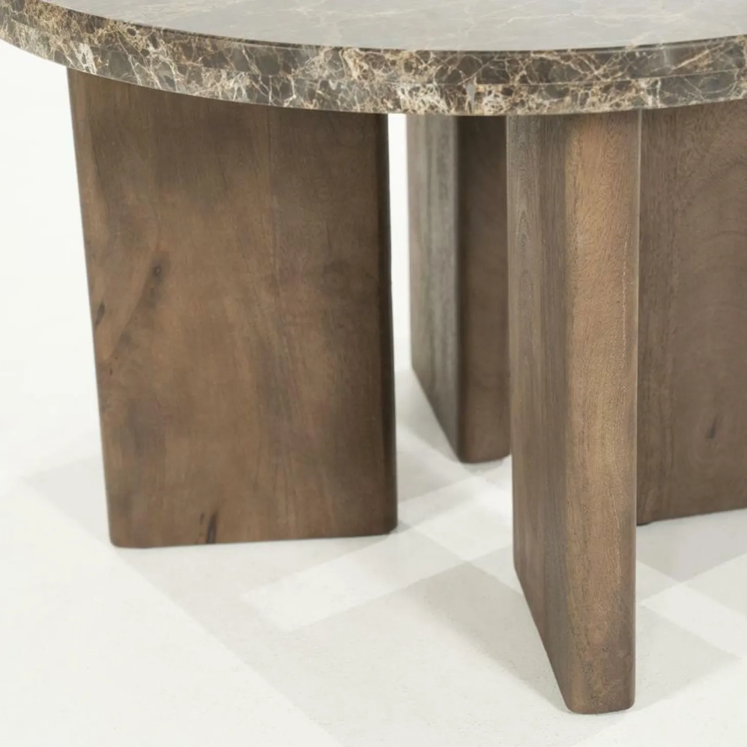 Ronde Salontafel Lando Marmer en mangohout - 60 cm - Loft24.nl