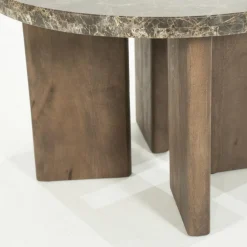 Ronde Salontafel Lando Marmer en mangohout - 60 cm - Loft24.nl