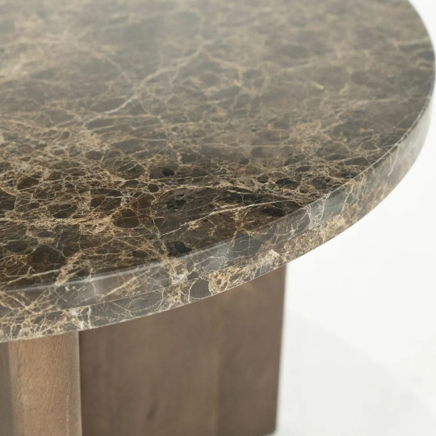 Ronde Salontafel Lando Marmer en mangohout - 60 cm - Loft24.nl