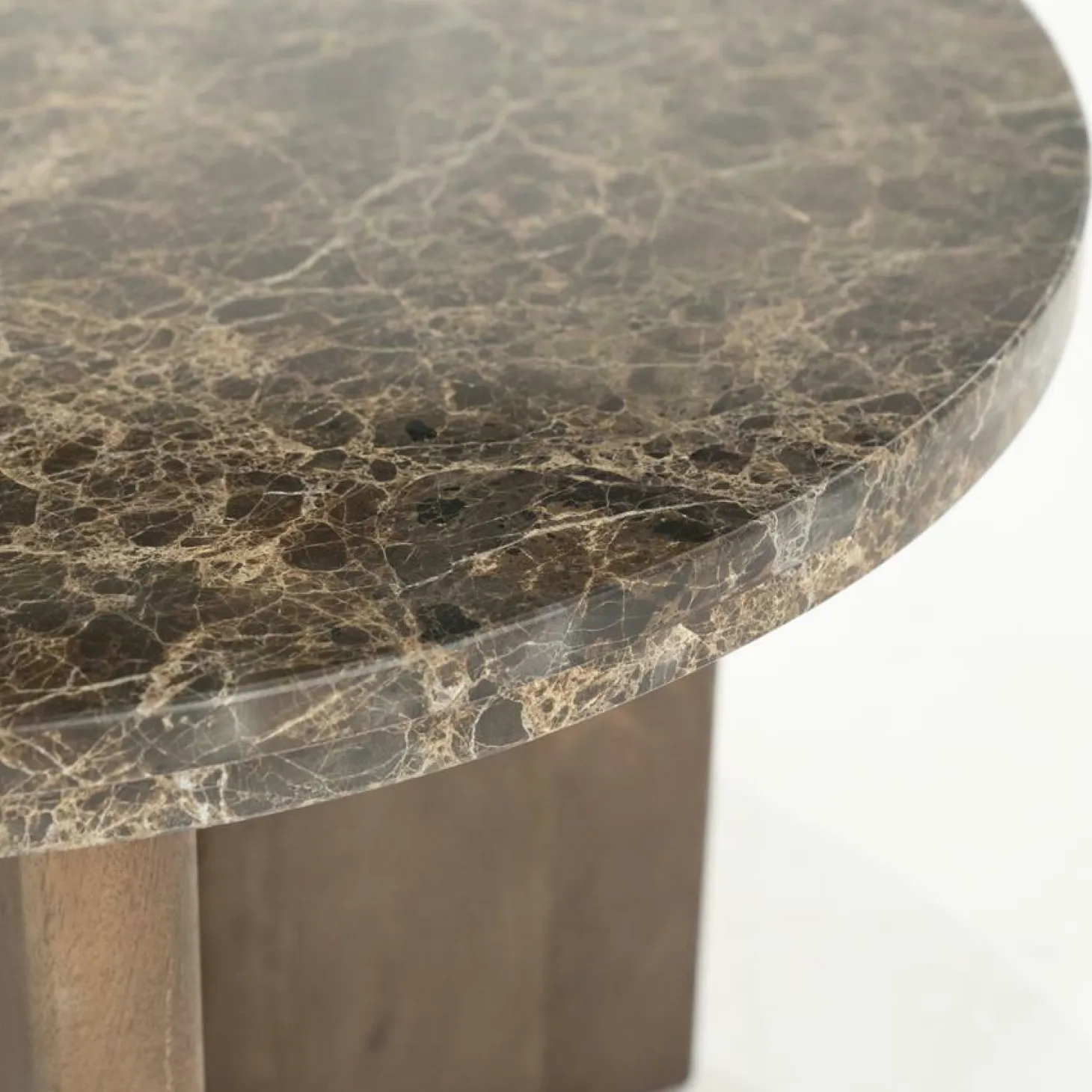 Ronde Salontafel Lando Marmer en mangohout - 60 cm - Loft24.nl