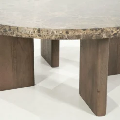 Ronde Salontafel Lando Marmer en mangohout - 80 cm - Loft24.nl