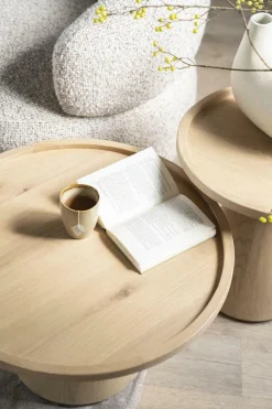 Ronde Salontafel Leia Eikenhout 66cm - Naturel - Loft24.nl