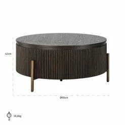 Ronde Salontafel Luxor Eiken Ø95 cm - Bruin - Loft24.nl