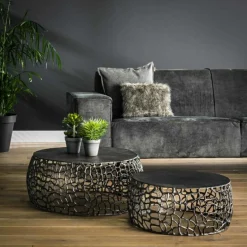 Ronde Salontafel Maze Metaal Set van 2 stuks - Loft24.nl