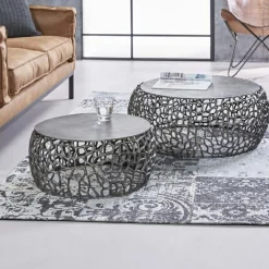 Ronde Salontafel Maze Metaal Set van 2 stuks - Loft24.nl