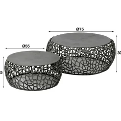 Ronde Salontafel Maze Metaal Set van 2 stuks - Loft24.nl