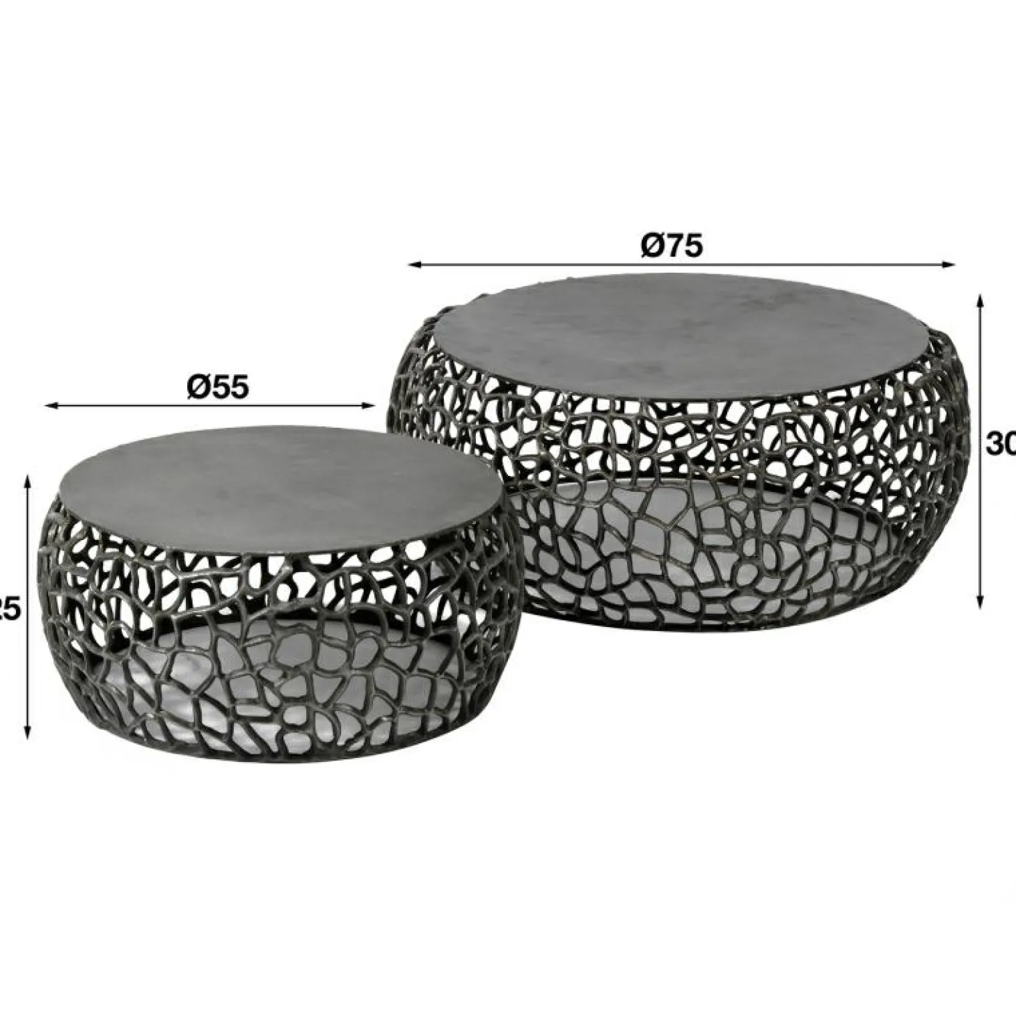Ronde Salontafel Maze Metaal Set van 2 stuks - Loft24.nl
