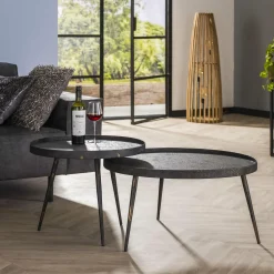 Ronde Salontafel Metallic Metaal set van 2 stuks - Loft24.nl