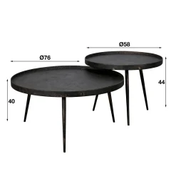 Ronde Salontafel Metallic Metaal set van 2 stuks - Loft24.nl