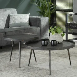 Ronde Salontafel Metallic Metaal set van 2 stuks - Loft24.nl