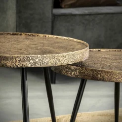 Ronde Salontafel Metallic set van 2 stuks Brons Antiek - Loft24.nl