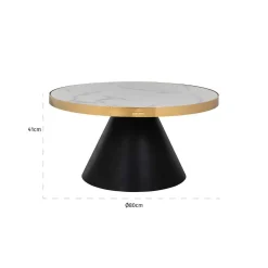 Ronde Salontafel Odin Ø80cm Marmer - Wit - Loft24.nl