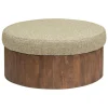 Ronde Salontafel Ossana Mangohout en stof 80 cm - Beige - Loft24.nl