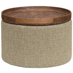 Ronde Salontafel Ossana Mangohout en stof 60 cm - Groen - Loft24.nl