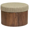 Ronde Salontafel Ossana Mangohout en stof 60 cm - Beige - Loft24.nl