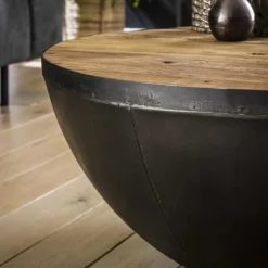 Ronde Salontafel Raft Zwart/Naturel Ø90cm - Loft24.nl