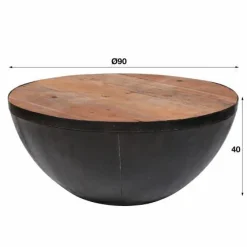 Ronde Salontafel Raft Zwart/Naturel Ø90cm - Loft24.nl