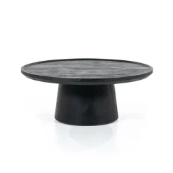Ronde Salontafel Ron Mangohout 80cm - Zwart - Loft24.nl