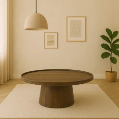 Ronde Salontafel Ron Mangohout 80 cm - Bruin - Loft24.nl