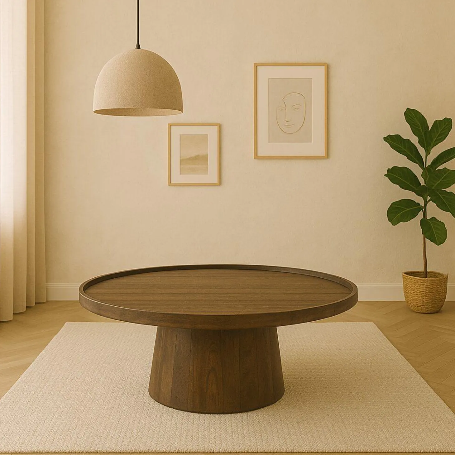 Ronde Salontafel Ron Mangohout 80 cm - Bruin - Loft24.nl