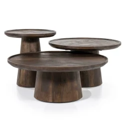 Ronde Salontafel Ron Mangohout 80 cm - Bruin - Loft24.nl