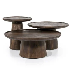 Ronde Salontafel Ron Mangohout 80 cm - Bruin - Loft24.nl