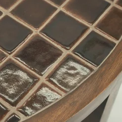 Ronde Salontafel TiledUp Keramiek en mangohout 70cm - Loft24.nl