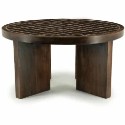 Ronde Salontafel TiledUp Keramiek en mangohout 70cm - Loft24.nl