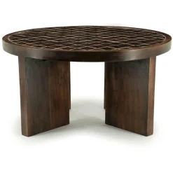 Ronde Salontafel TiledUp Keramiek en mangohout 70cm - Loft24.nl