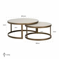 Ronde Salontafel Whitebone Eiken - Set van 2 stuks - Loft24.nl