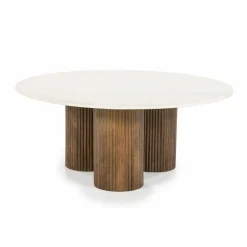 Ronde Salontafel Xavi Marmer en Mangohout - 90cm - Loft24.nl