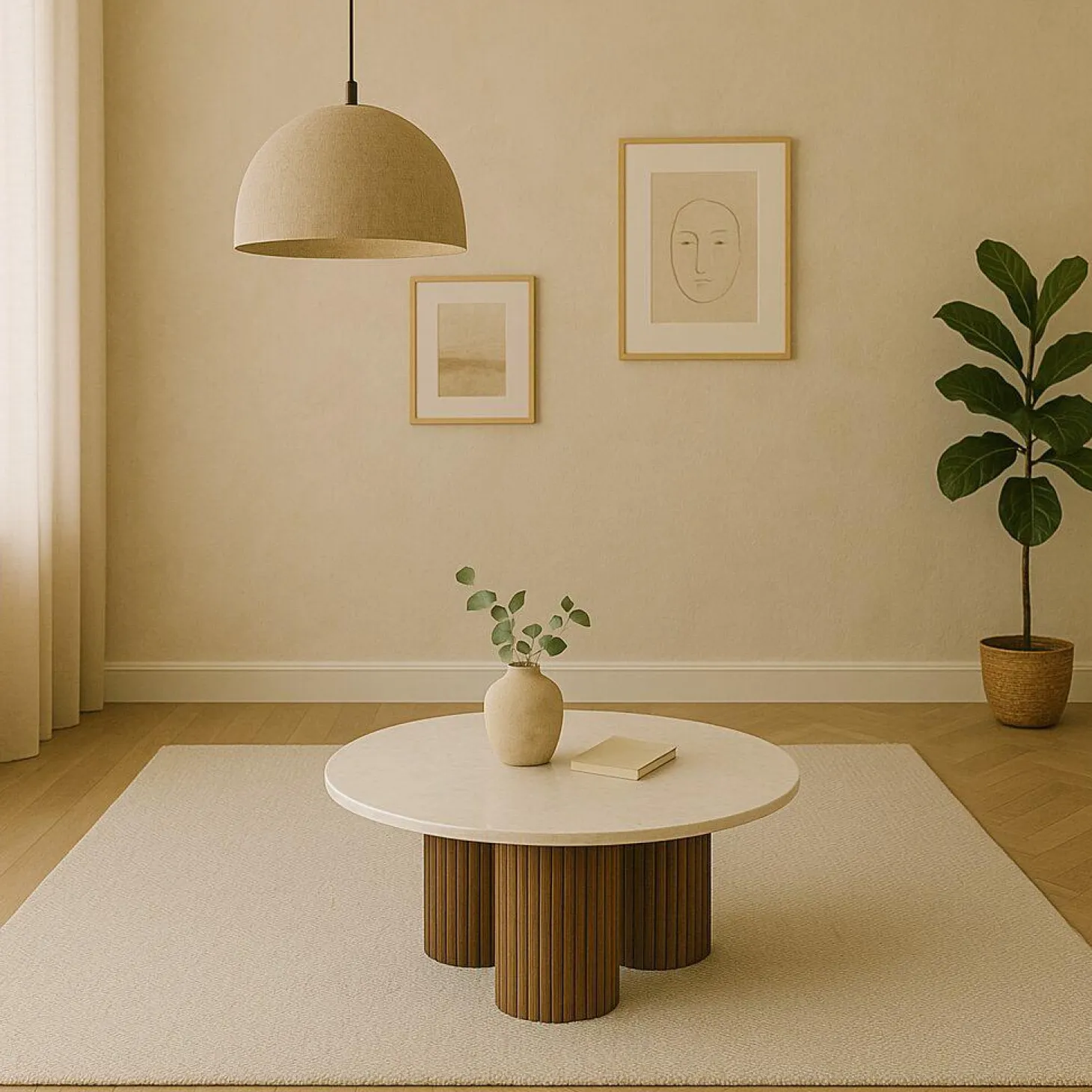 Ronde Salontafel Xavi Marmer en Mangohout - 90cm - Loft24.nl