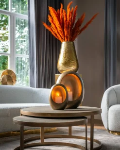 Salontafel Bloomingville Segrijn lederlook - Set van 2 stuks - Loft24.nl