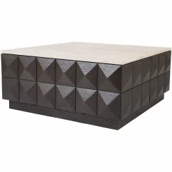 Salontafel Claremont Travertin 90 x 90 cm - Bruin - Loft24.nl