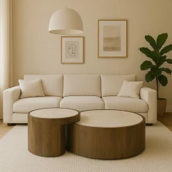 Salontafel Hazel Mangohout en Marmer Set van 2 stuks - Loft24.nl