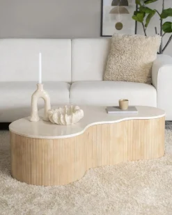 Salontafel Kira Large Mangohout en Marmer - Loft24.nl