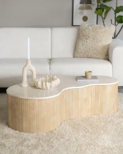 Salontafel Kira Large Mangohout en Marmer - Loft24.nl